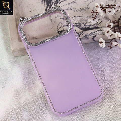 iPhone 17 Pro Max Cover - Purple  - Matte Case, Diamond KT Ears Design, Luxury Cute Shockproof Protective Back Cover