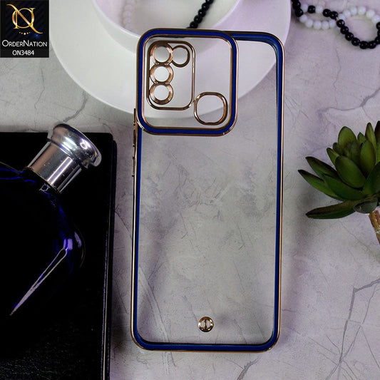 Infinix Hot 9 Play Cover - Blue - New Electroplated Side Borders Camera Protection Case