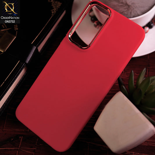 Infinix Hot 20 Cover - Red -Electroplated Camera Border Soft Silicon Case