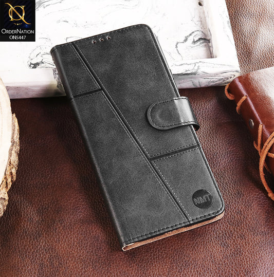 itel S26 Ultra Cover - Black -  Premium Leather Megantic Flip Book Covers With Card Holding Option