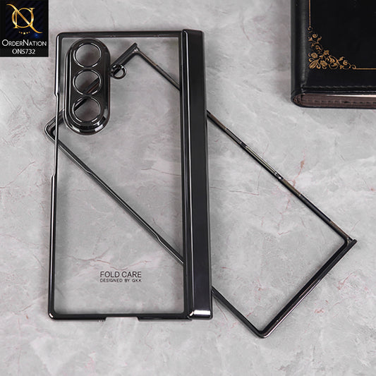 Samsung Galaxy Z Fold 7 Cover - Gray - New Luxury Hinge Plating Clear Case Designed By GKK