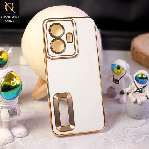 Vivo Y55 4G Cover - White - All New Electroplating Borders With Logo Hole Protective Soft Silicon Case