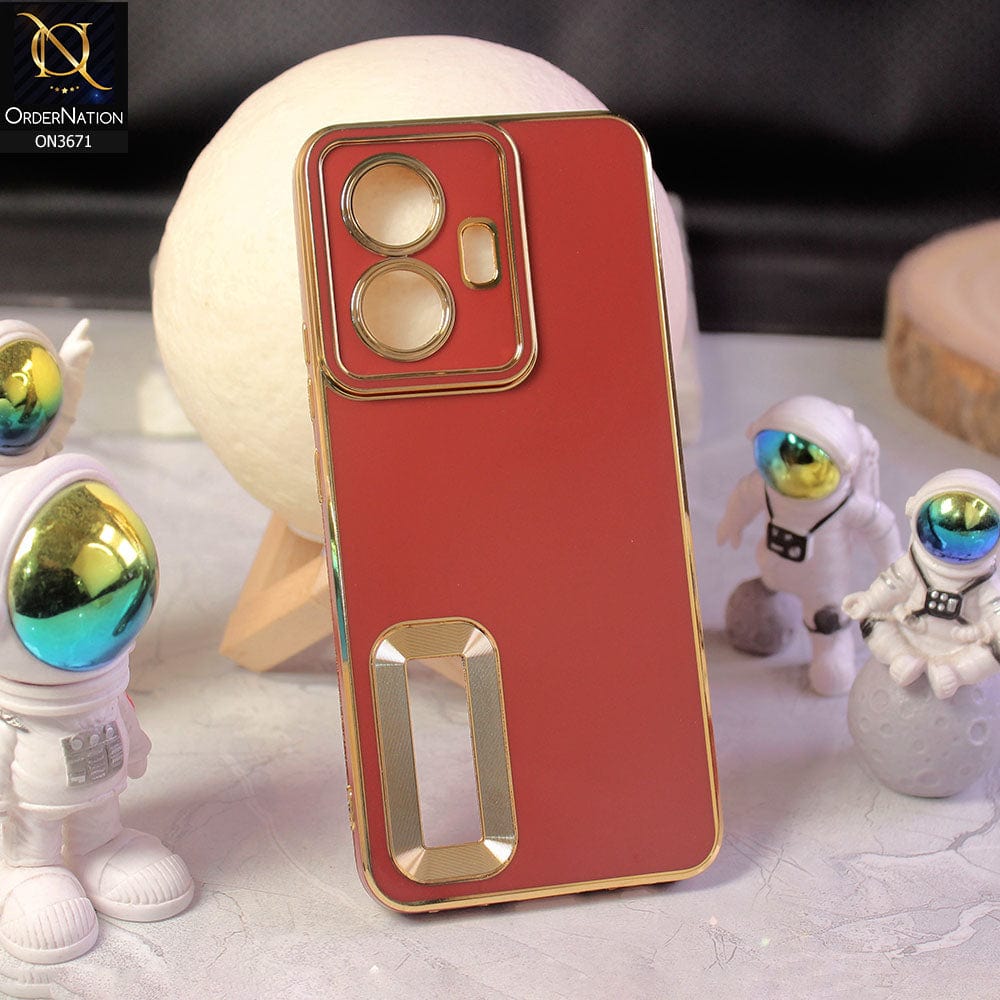 Vivo Y55 4G Cover - Maroon - All New Electroplating Borders With Logo Hole Protective Soft Silicon Case