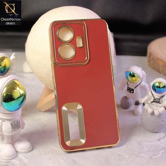 Vivo Y55 4G Cover - Maroon - All New Electroplating Borders With Logo Hole Protective Soft Silicon Case