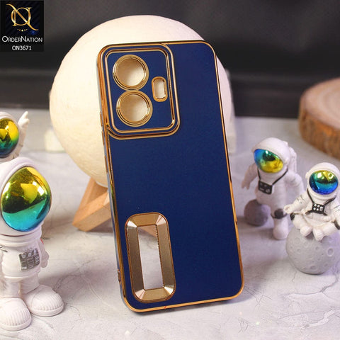 Vivo Y55 4G Cover - Blue - All New Electroplating Borders With Logo Hole Protective Soft Silicon Case