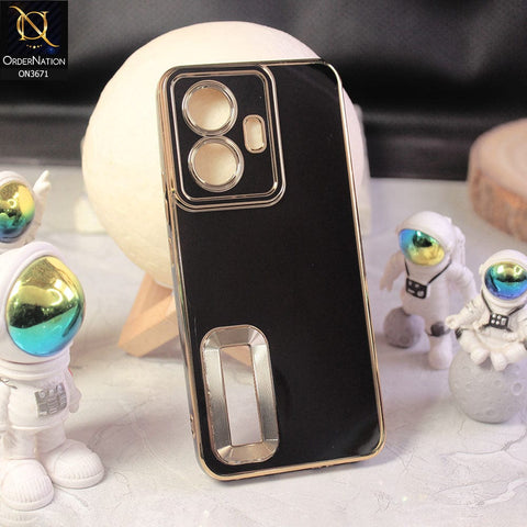 Vivo Y55 4G Cover - Black - All New Electroplating Borders With Logo Hole Protective Soft Silicon Case