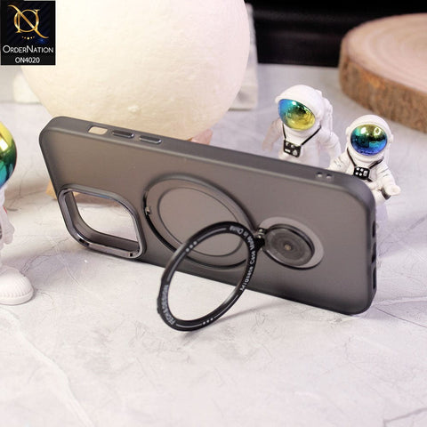 iPhone 14 Pro Max Cover - Black - New Semi Transparent Matte Style Look MegSafe Stand Case With Electroplated Camera Ring