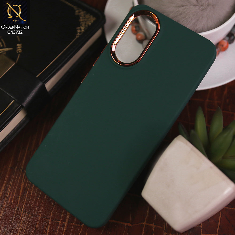 Vivo Y02s Cover - Green -Electroplated Camera Border Soft Silicon Case