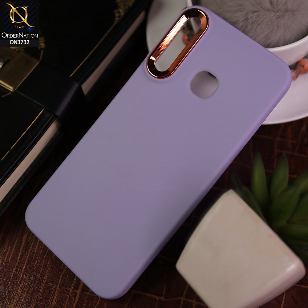 Tecno Spark 4 Cover - Purple -Electroplated Camera Border Soft Silicon Case