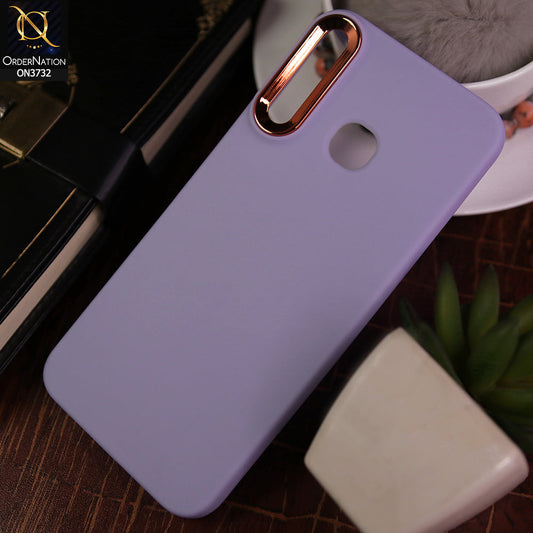 Tecno Camon 12 Cover - Purple -Electroplated Camera Border Soft Silicon Case