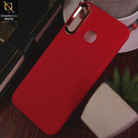 Tecno Camon 12 Cover - Red -Electroplated Camera Border Soft Silicon Case