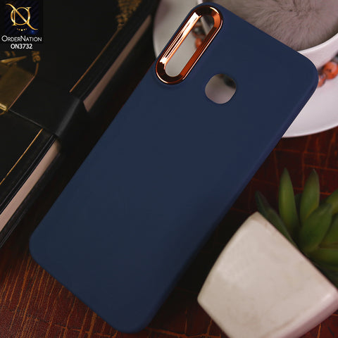 Infinix Hot 8 Lite Cover - Blue -Electroplated Camera Border Soft Silicon Case