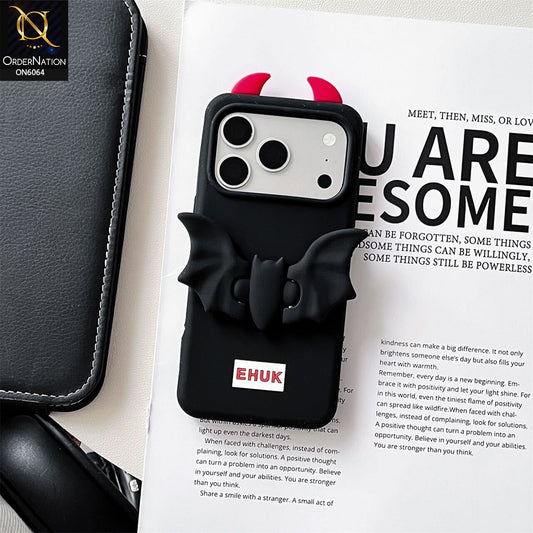 iPhone 17 Pro Max Cover - Black - Cute Devil Wing Silicone Case