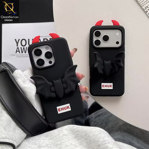 iPhone 17 Pro Max Cover - Black - Cute Devil Wing Silicone Case