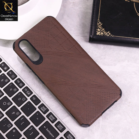 Vivo S1 Cover - Brown - Soft Stylish Leather Look Curved Line Case