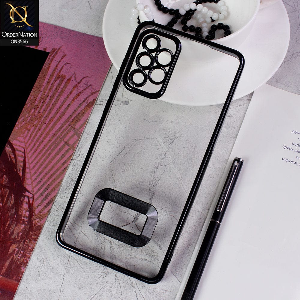 Samsung Galaxy A72 Cover - Black - Electroplating Borders Logo Hole Camera Lens Protection Soft Silicone Case