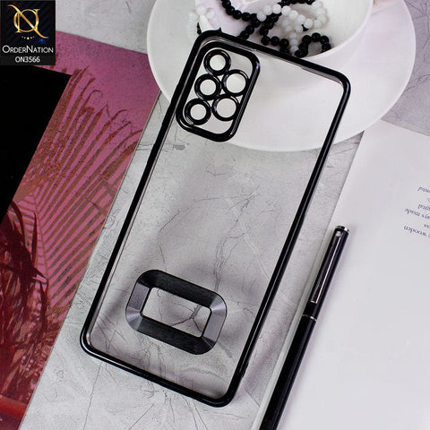 Samsung Galaxy A72 Cover - Black - Electroplating Borders Logo Hole Camera Lens Protection Soft Silicone Case