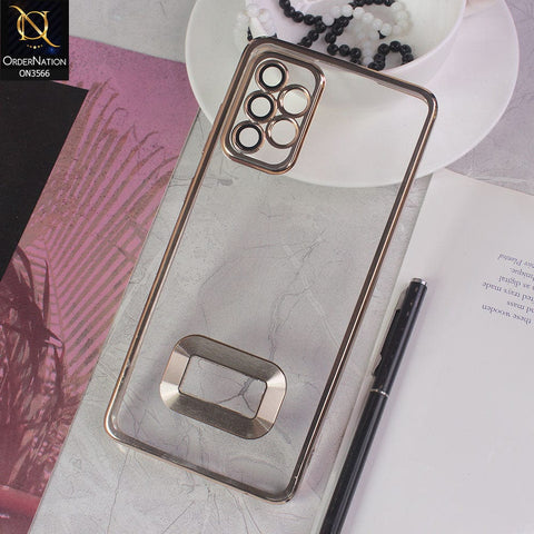 Samsung Galaxy A72 Cover - Golden - Electroplating Borders Logo Hole Camera Lens Protection Soft Silicone Case