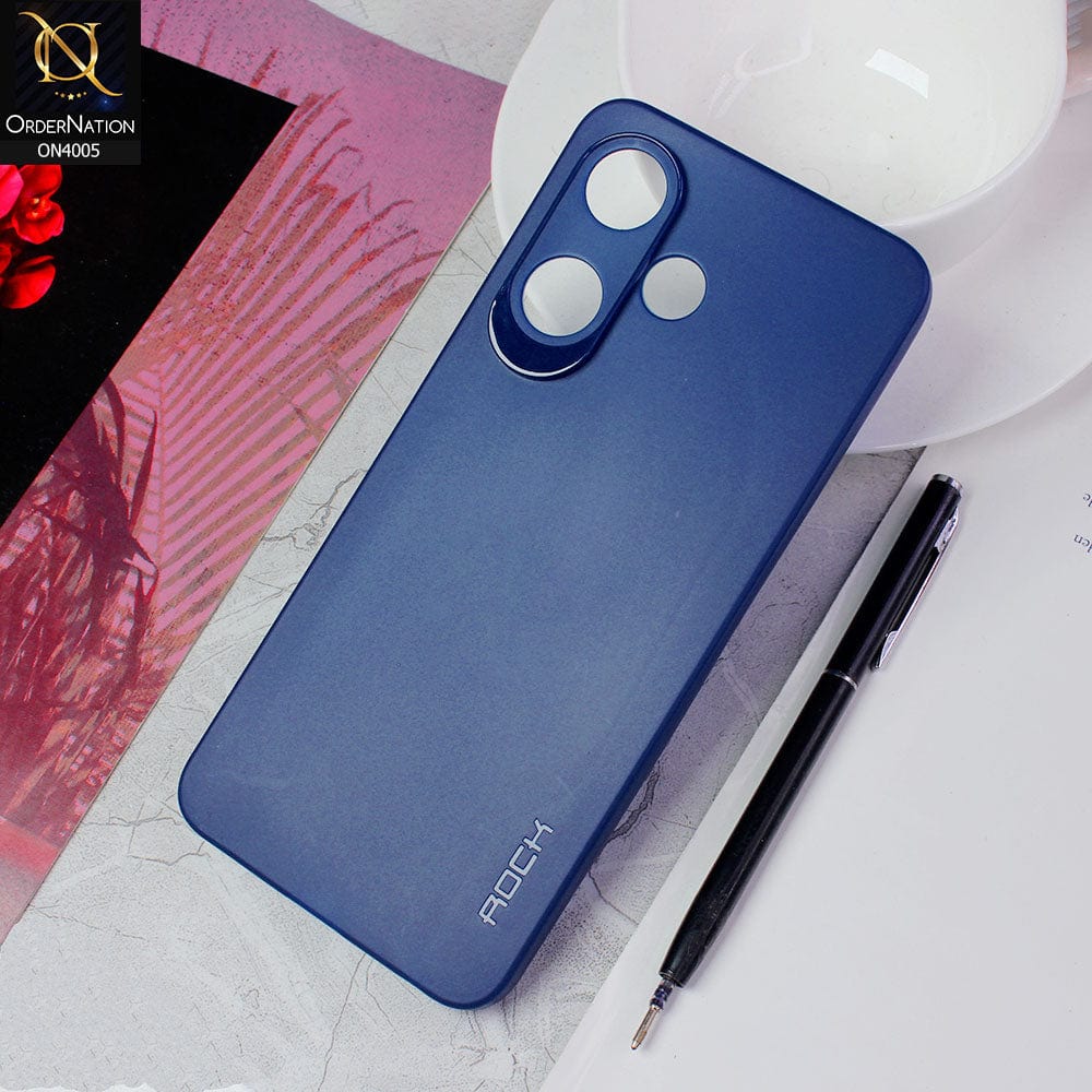 Infinix Hot 30i Cover - Blue - New Hybrid Rock Soft Silicon Case With Shiny Camera Ring