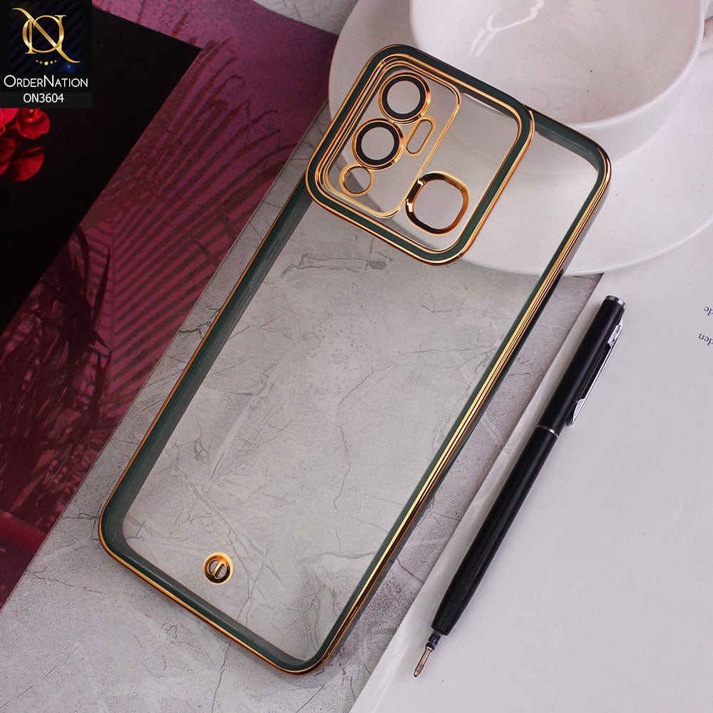 Infinix Hot 12 Play Cover - Green - New Electroplated Side Borders Camera And Lense Protection Case
