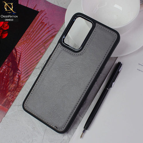 Oppo A16 Cover - Gray - New Electroplated Camera Ring Leather Texture Soft Silicone Case