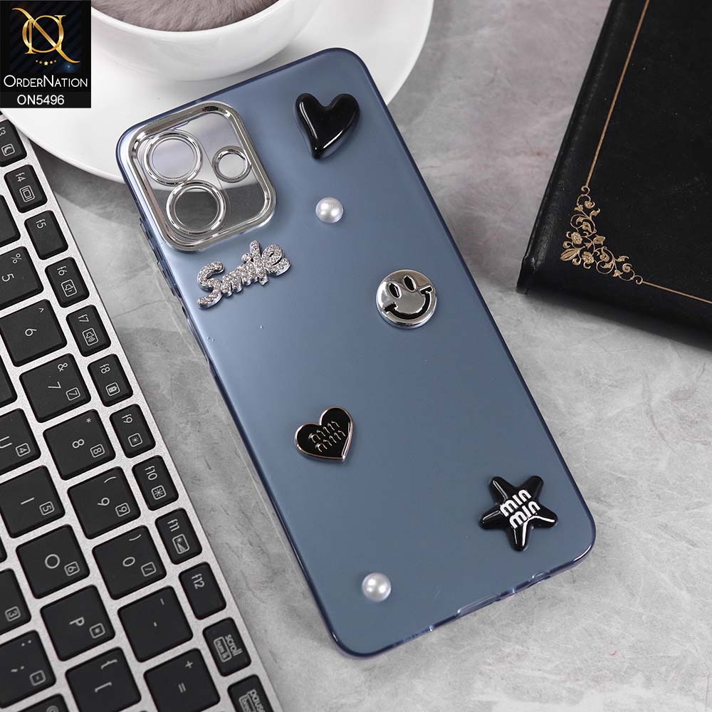 Samsung Galaxy M07 Cover - Blue -  3D Smile Cartoon Matte Shinny Case With Camera Protection Soft Border Case