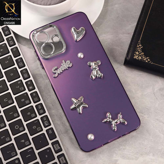 Samsung Galaxy M07 Cover - Purple -  3D Smile Cartoon Matte Shinny Case With Camera Protection Soft Border Case