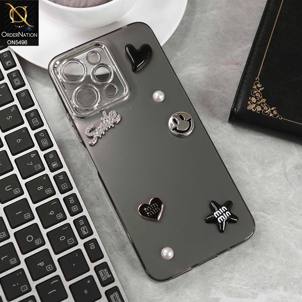 Xiaomi Redmi 12 Cover - Black -  3D Smile Cartoon Matte Shinny Case With Camera Protection Soft Border Case