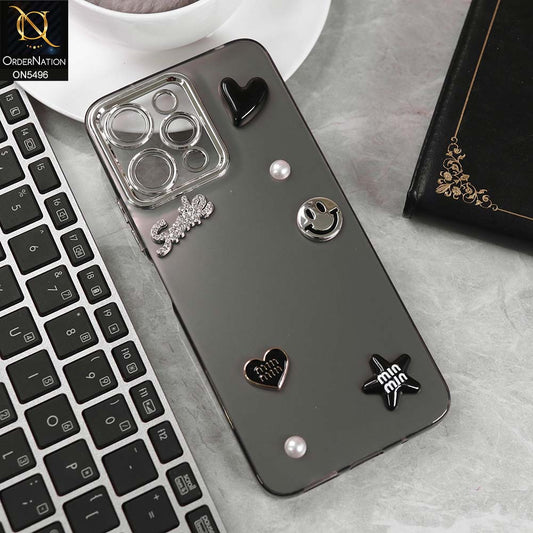 Xiaomi Redmi 12 Cover - Black -  3D Smile Cartoon Matte Shinny Case With Camera Protection Soft Border Case