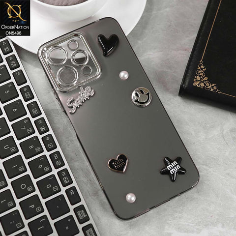 Xiaomi Redmi 12 Cover - Black -  3D Smile Cartoon Matte Shinny Case With Camera Protection Soft Border Case