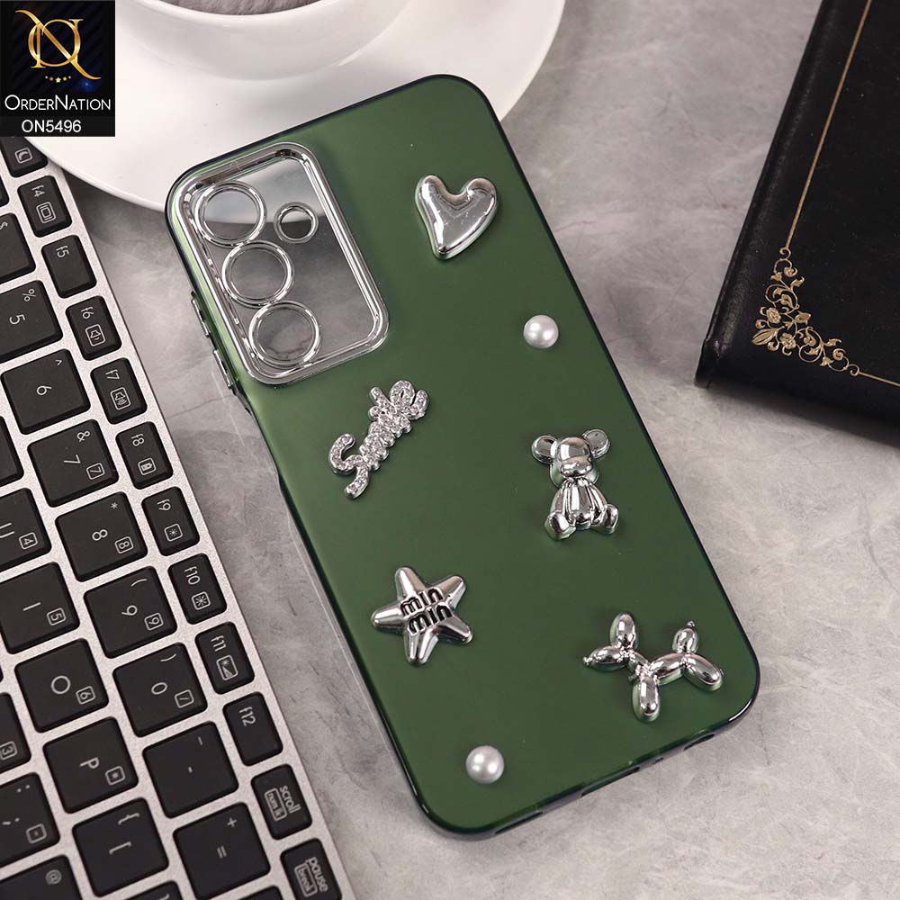 Samsung Galaxy A15 4G Cover - Green -  3D Smile Cartoon Matte Shinny Case With Camera Protection Soft Border Case