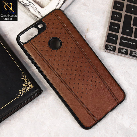 Unique Doted Leather  Soft Case For Huawei Y7 Prime 2018 / Y7 2018 - Brown