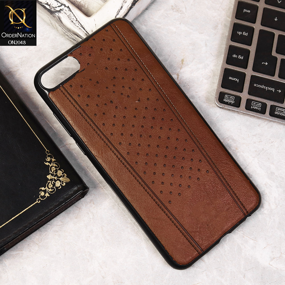 Unique Doted Leather  Soft Case For Oppo A1K - Brown