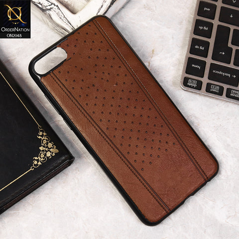 Unique Doted Leather  Soft Case For Oppo A1K - Brown