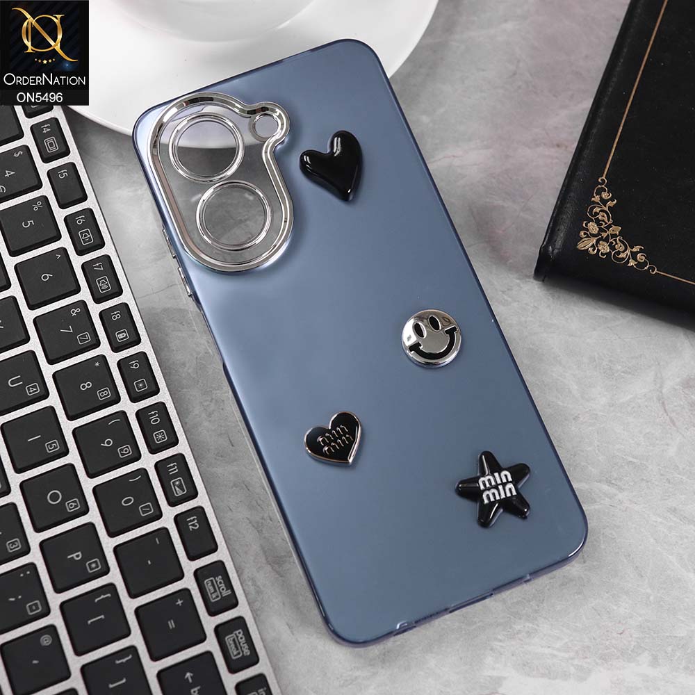 Xiaomi Redmi A5 4G Cover - Blue -  3D Smile Cartoon Matte Shinny Case With Camera Protection Soft Border Case
