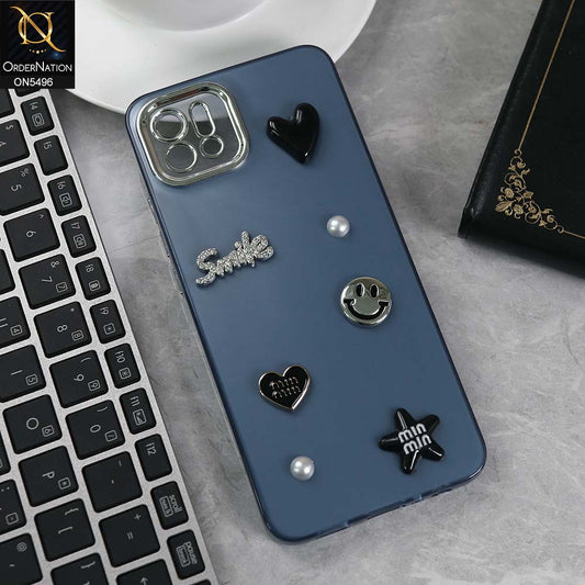Oppo A16e Cover - Blue -  3D Smile Cartoon Matte Shinny Case With Camera Protection Soft Border Case