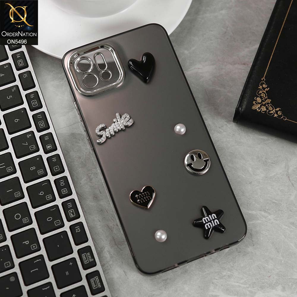 Oppo A16e Cover - Black -  3D Smile Cartoon Matte Shinny Case With Camera Protection Soft Border Case