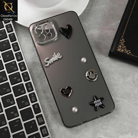 Oppo A16e Cover - Black -  3D Smile Cartoon Matte Shinny Case With Camera Protection Soft Border Case