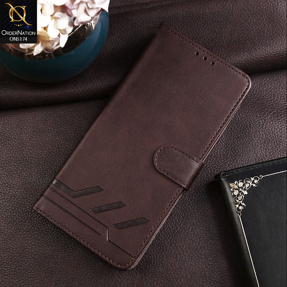 Xiaomi Redmi Note 13 Cover - Dark Brown -  Premium Magnetic Leather Wallet Flip book Card Slots Soft Case