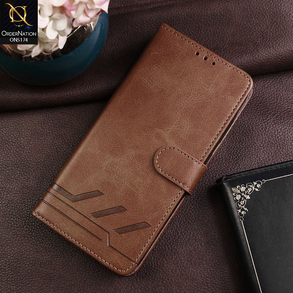 Samsung Galaxy A35 Cover - Light Brown -  Premium Magnetic Leather Wallet Flip book Card Slots Soft Case