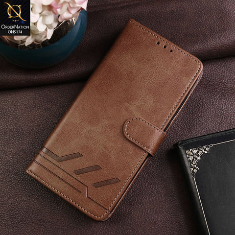 Samsung Galaxy A35 Cover - Light Brown -  Premium Magnetic Leather Wallet Flip book Card Slots Soft Case
