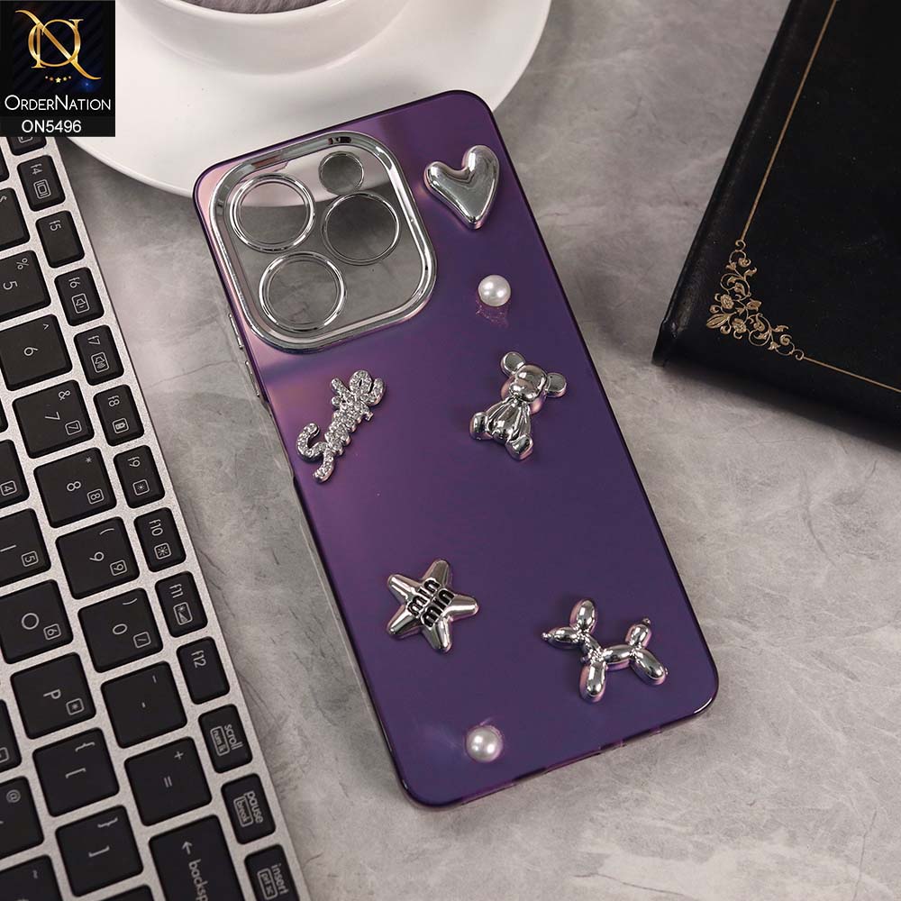 Realme C61 Cover - Purple -  3D Smile Cartoon Matte Shinny Case With Camera Protection Soft Border Case