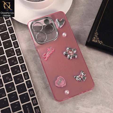 Realme C61 Cover - Pink -  3D Smile Cartoon Matte Shinny Case With Camera Protection Soft Border Case