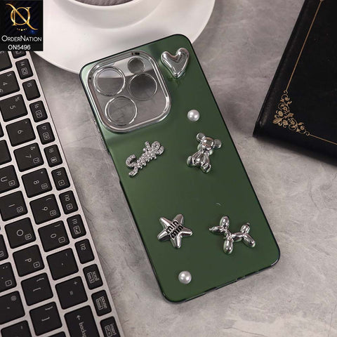 Tecno Spark 20C Cover - Green -  3D Smile Cartoon Matte Shinny Case With Camera Protection Soft Border Case