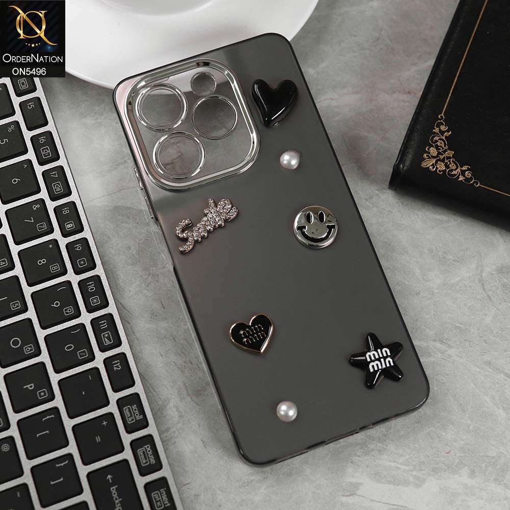 Tecno Spark 10 Pro Cover - Black -  3D Smile Cartoon Matte Shinny Case With Camera Protection Soft Border Case