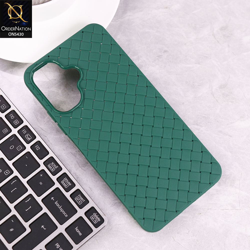 Infinix Smart 10 Cover - Green - New Woven Design Leather Feel Soft TPU Case