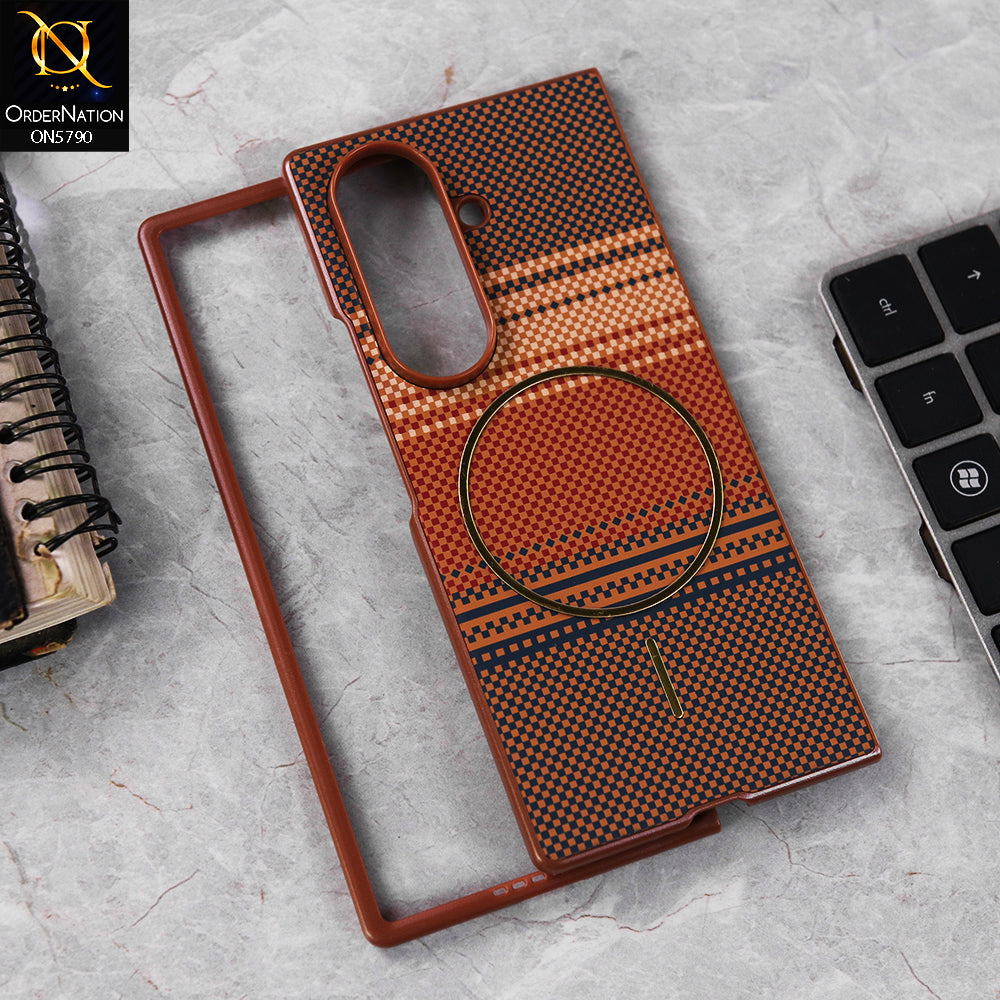 Samsung Galaxy Z Fold 7 5G Cover - Brown- Carbon Fiber Texture Design protective Case