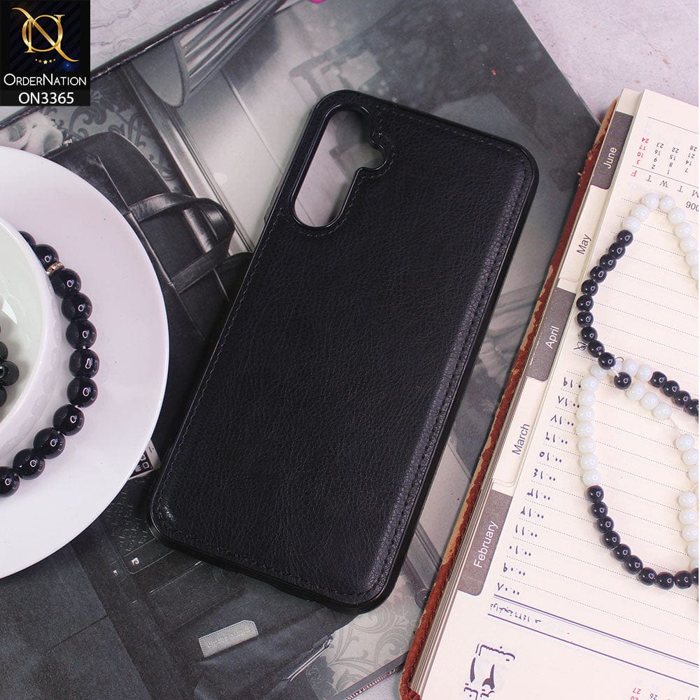 Samsung Galaxy A24 4G  Cover - Black - Vintage Luxury Business Style TPU Leather Stitching Soft Case