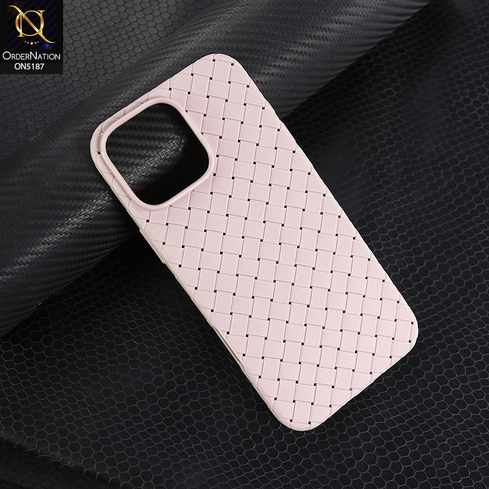 iPhone 16 Pro Max Cover - Pink - New Woven Design Leather Feel Soft TPU Case