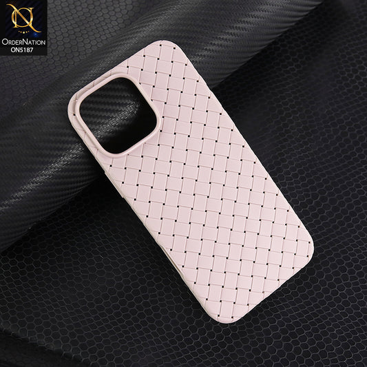 iPhone 16 Pro Max Cover - Pink - New Woven Design Leather Feel Soft TPU Case